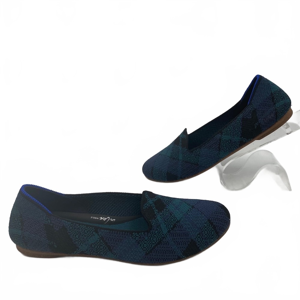 Rothy's Green Blue Plaid Flats | Womens 7